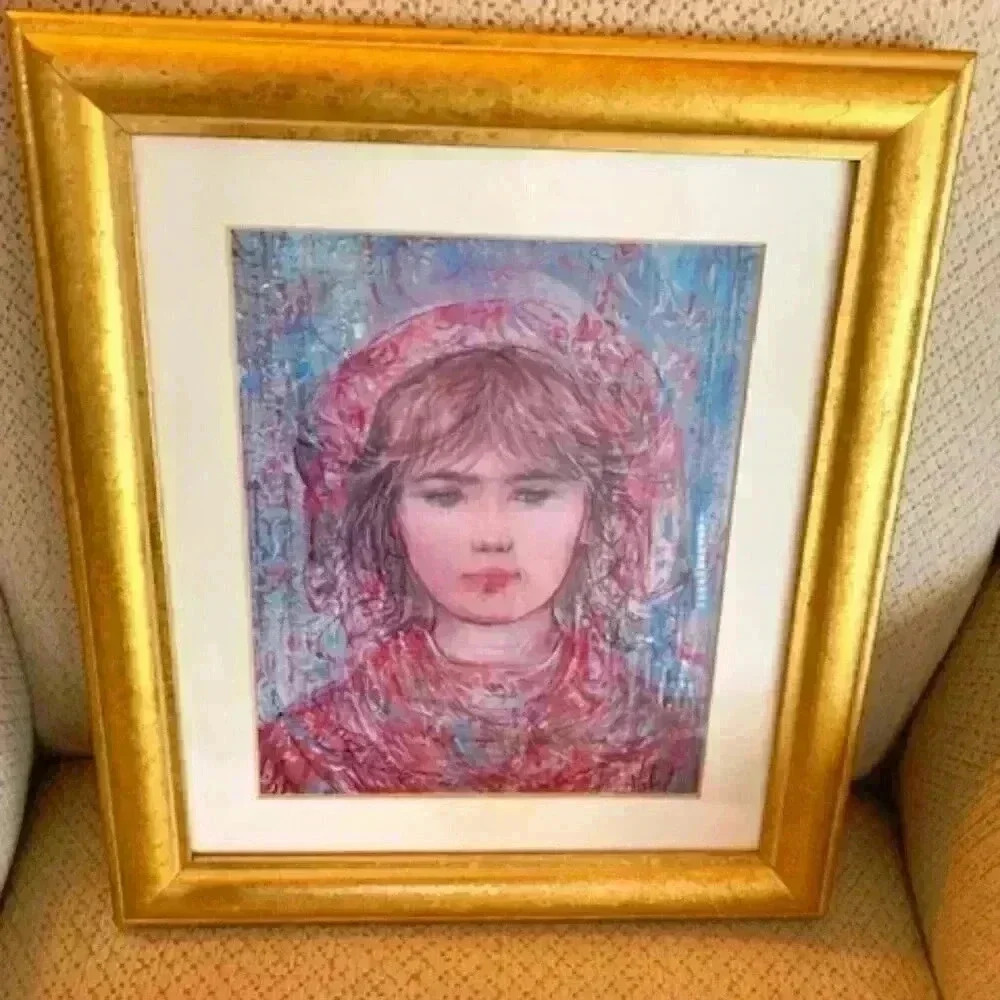 edna hibel coa prints reproduction frame pair of 2